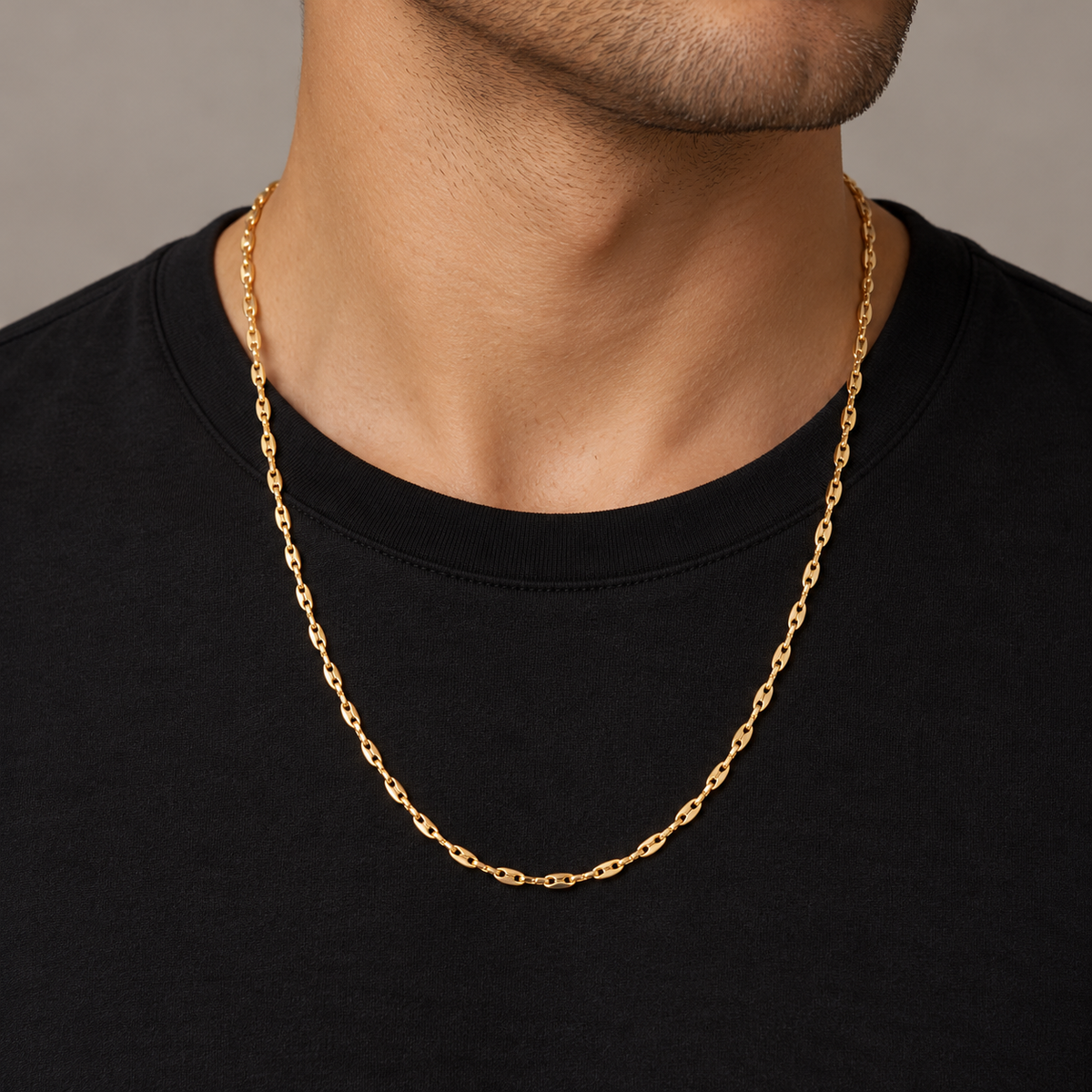 cadena hombre larga - Gold filled18k — Worn view