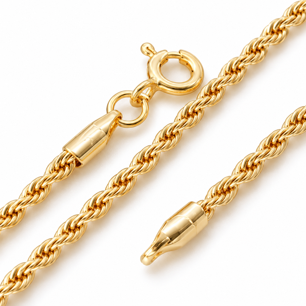 Rope Chain Necklace 18K Gold Filled – 19.7” — Chain detail