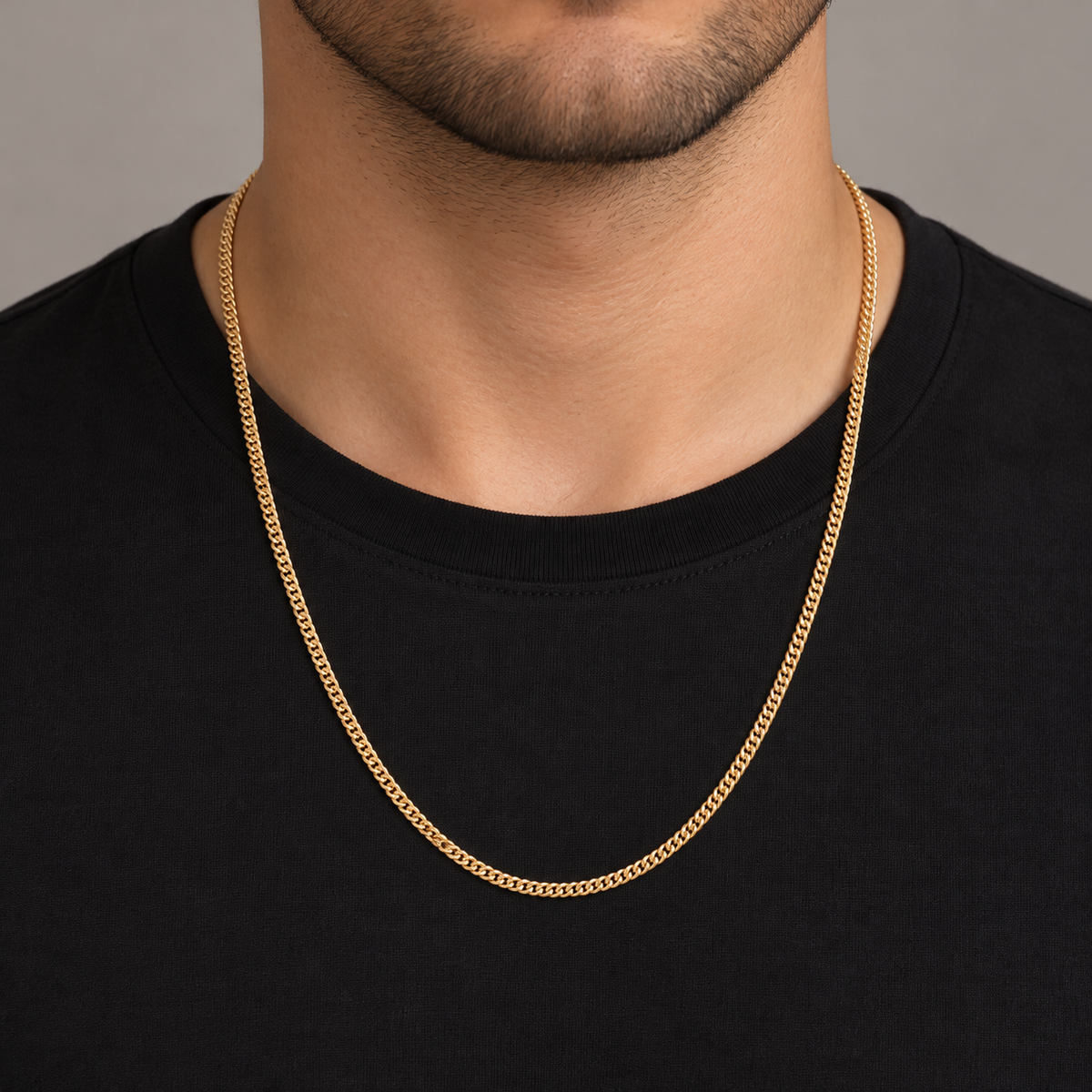 Cadena masculina de  Gold filled  18K – 24 pulgadas — Worn view