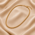 Delicate Twisted Cord Chain Necklace – Gold Plated — close-up of the jewelry design