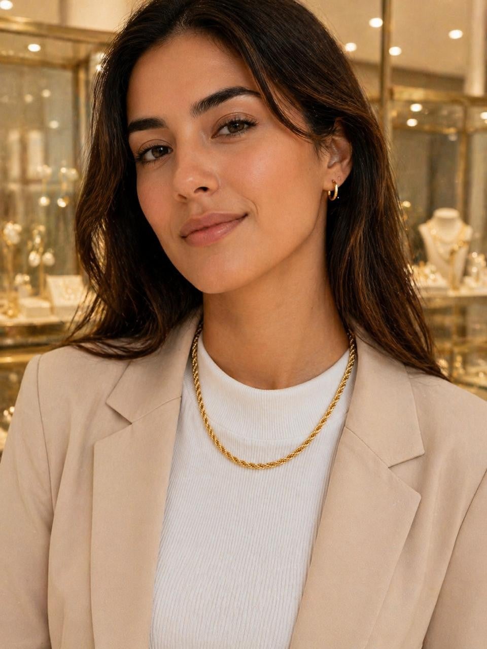 Delicate Twisted Cord Chain Necklace – Gold Plated — original product photo 3