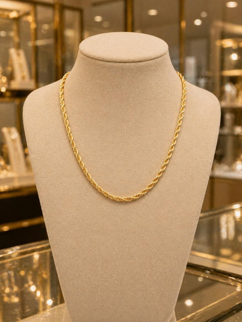Delicate Twisted Cord Chain Necklace – Gold Plated — original product photo 5