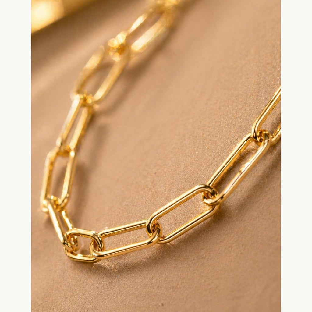 Polished Paperclip Chain Necklace – Gold Plated — original product photo 3