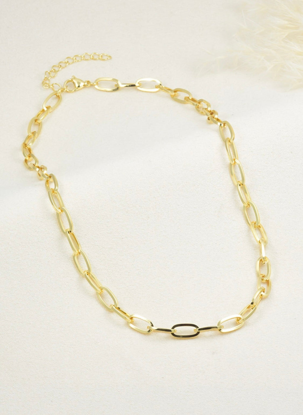 Polished Paperclip Chain Necklace – Gold Plated — original product photo 4
