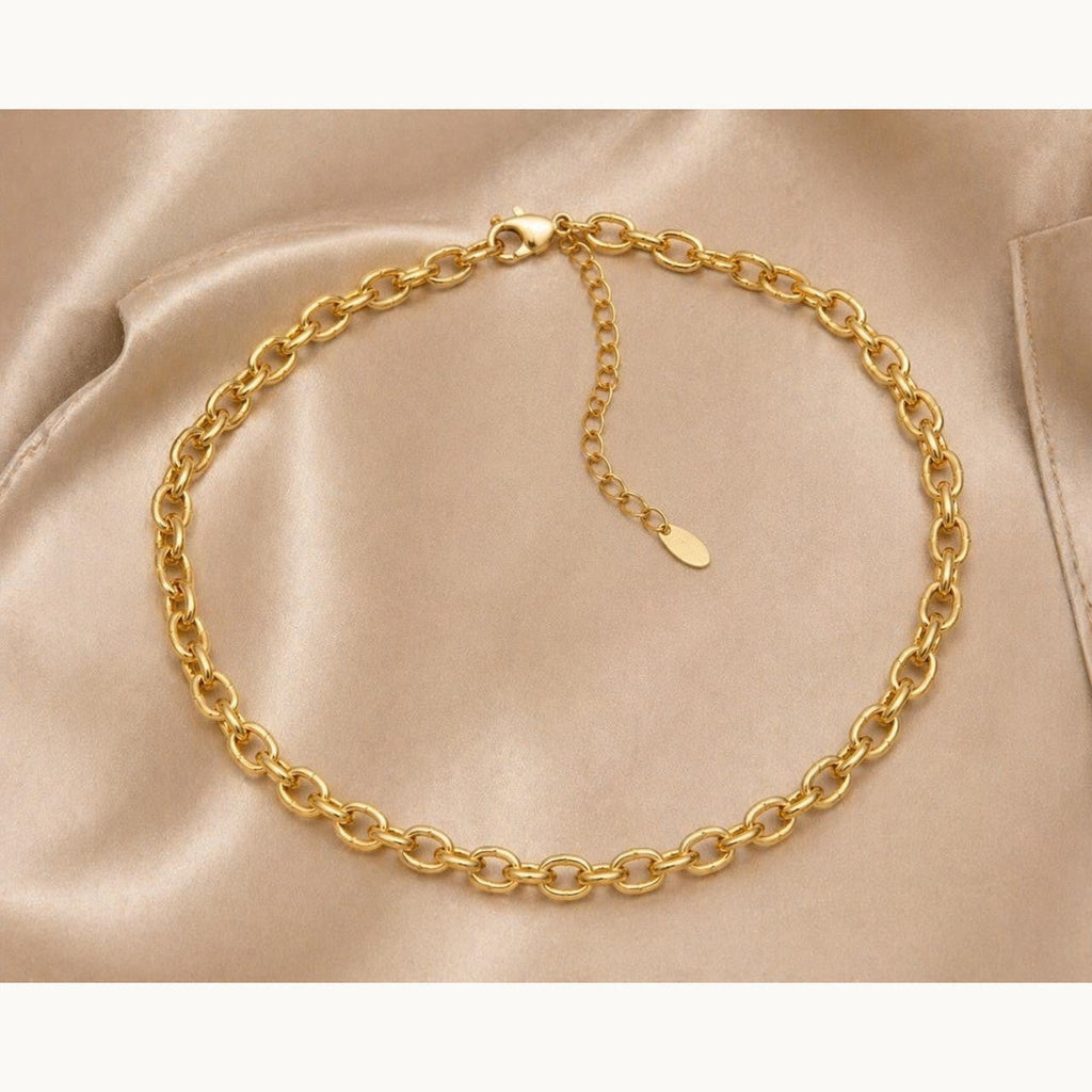 Dainty Oval Link Chain Necklace – Gold Plated — original product photo 5