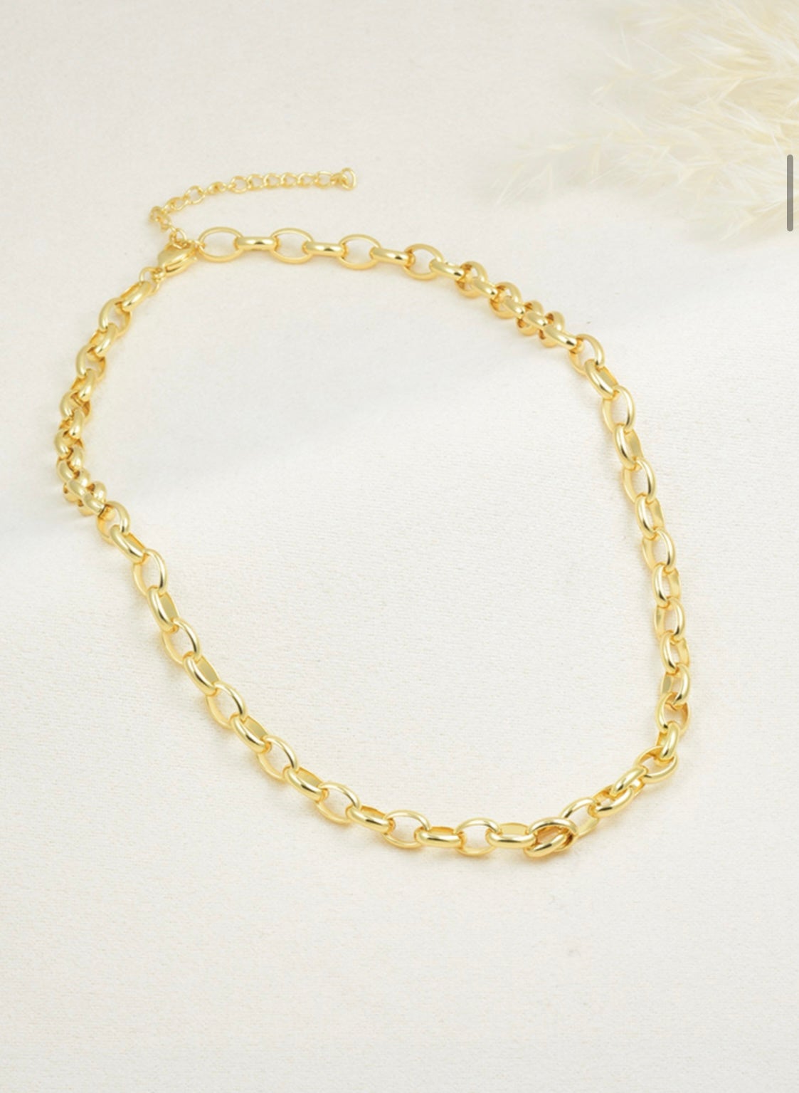 Dainty Oval Link Chain Necklace – Gold Plated — original product photo 6
