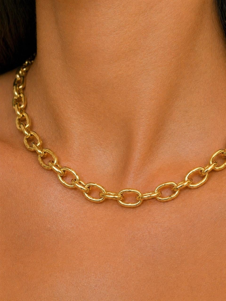 Paperclip & Bead Necklace – 45–50 cm – Gold Plated — original product photo 3