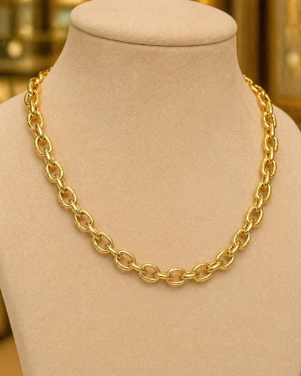 Paperclip & Bead Necklace – 45–50 cm – Gold Plated — original product photo 5
