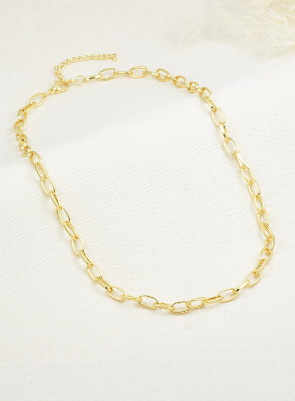 Paperclip & Bead Necklace – 45–50 cm – Gold Plated — original product photo 7