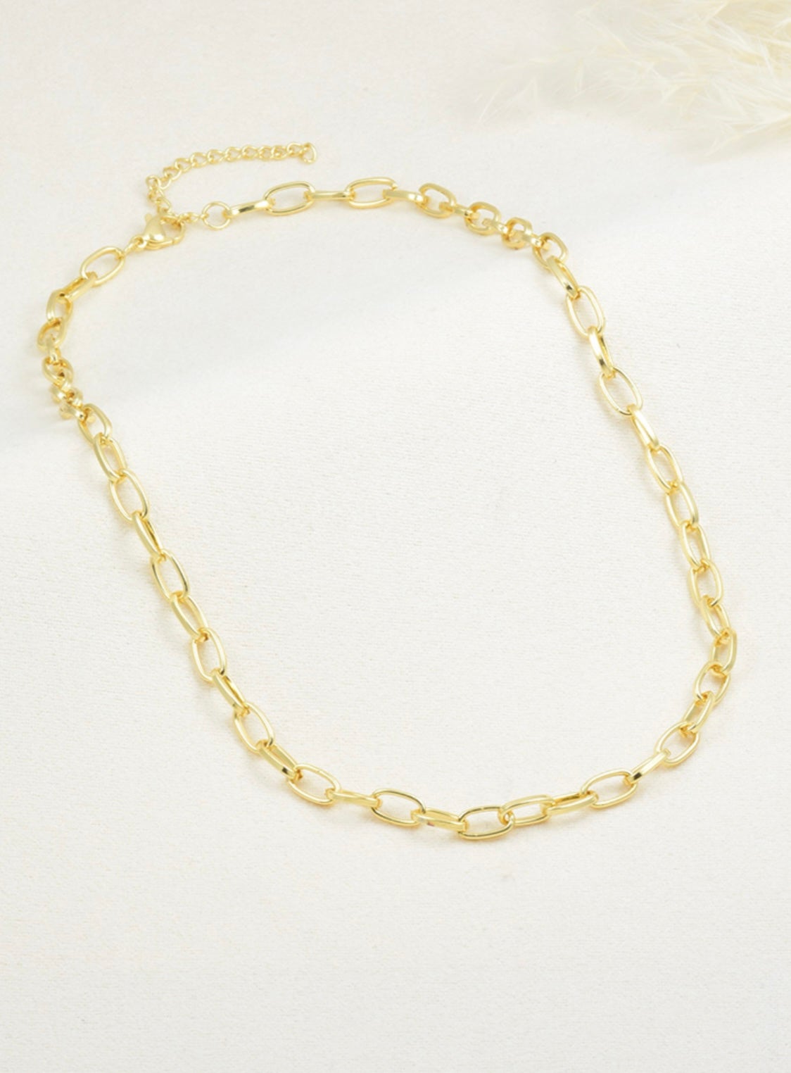 Paperclip & Bead Necklace – 45–50 cm – Gold Plated — original product photo 7