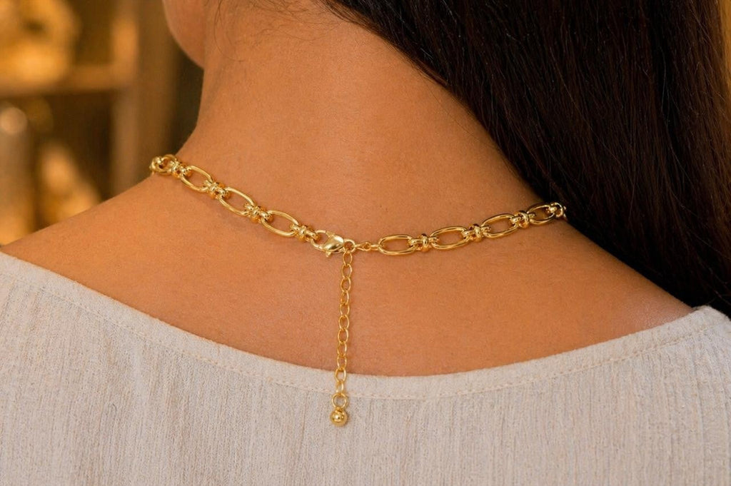 Textured Oval Link Chain Necklace – Gold Plated — original product photo 5