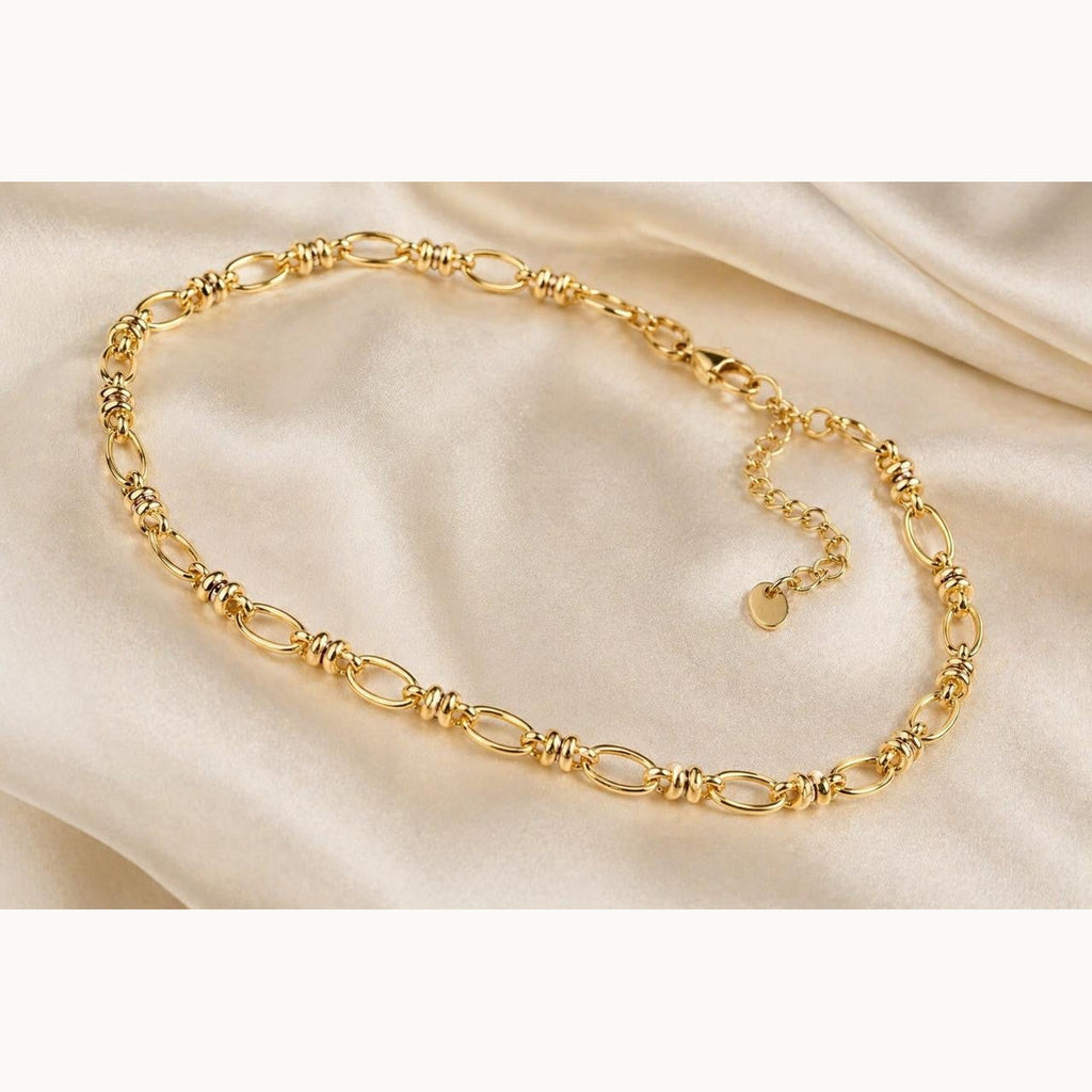 Beaded Paperclip Chain Necklace – Gold Plated — original product photo 3