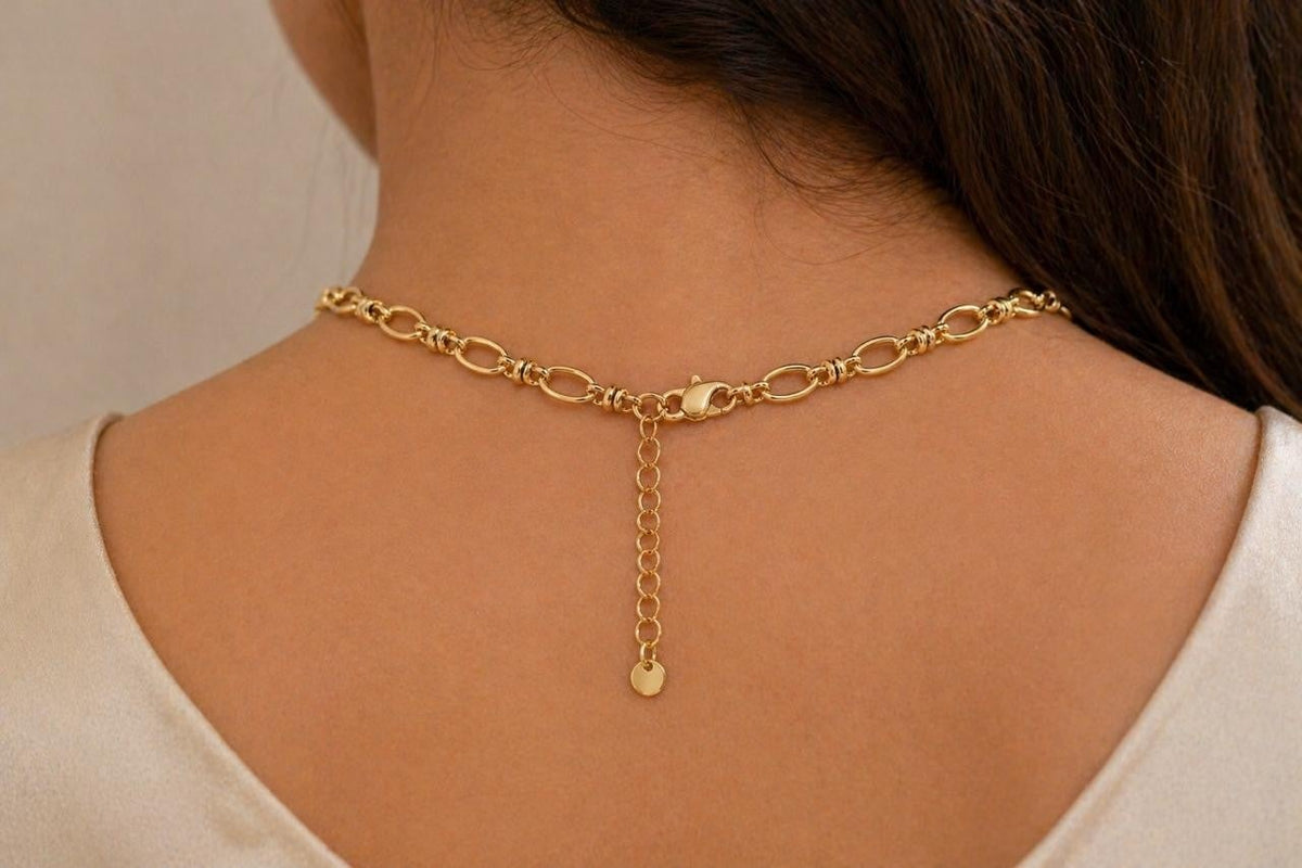 Beaded Paperclip Chain Necklace – Gold Plated — original product photo 5