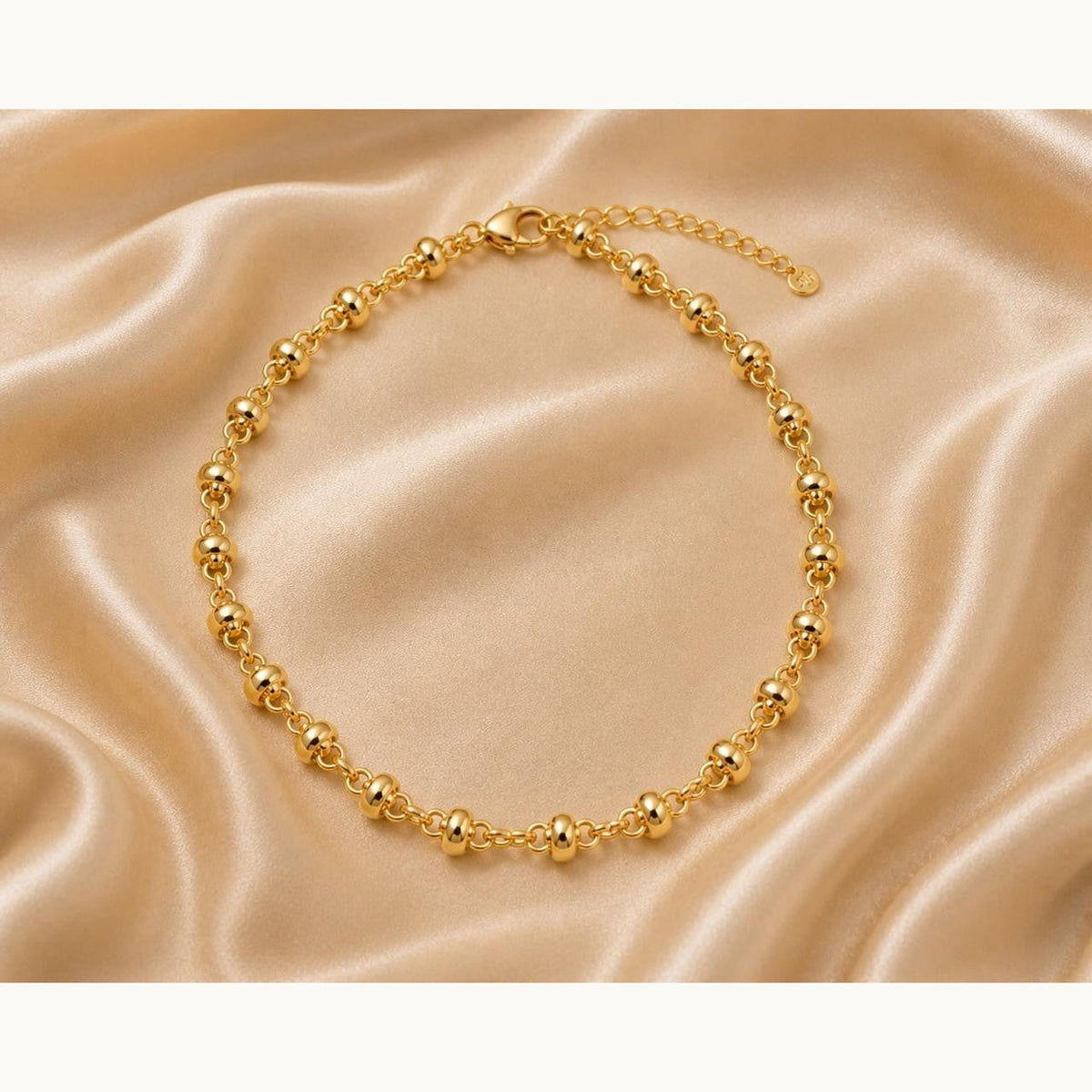 Polished Bead Link Chain Necklace – Gold Plated — original product photo 3
