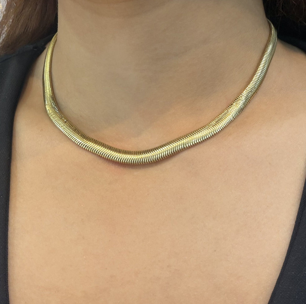 18-inch gold plated flat snake chain necklace — original product photo 2