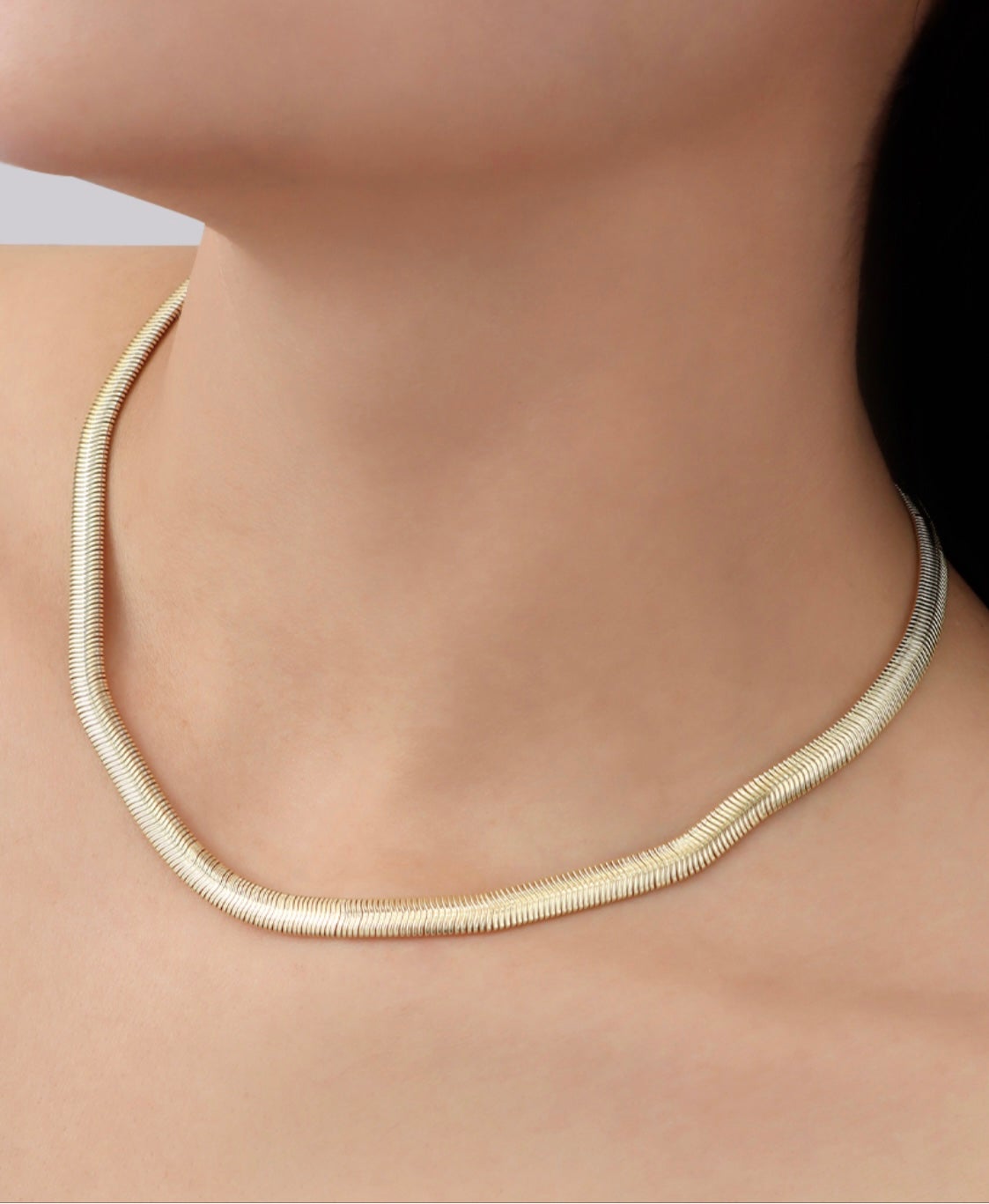 18-inch gold plated flat snake chain necklace — original product photo 3