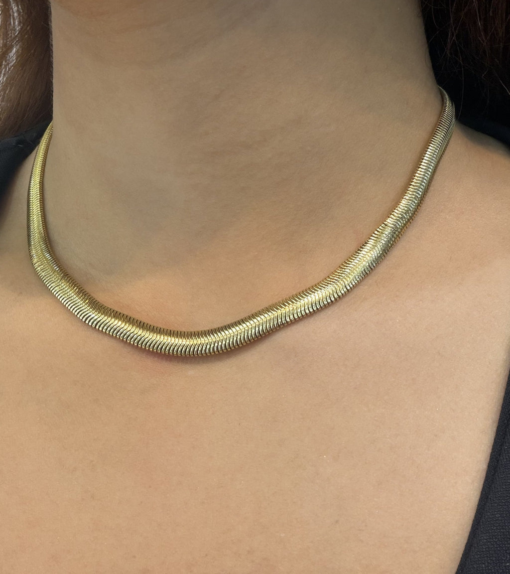 18-inch gold plated flat snake chain necklace — original product photo 4
