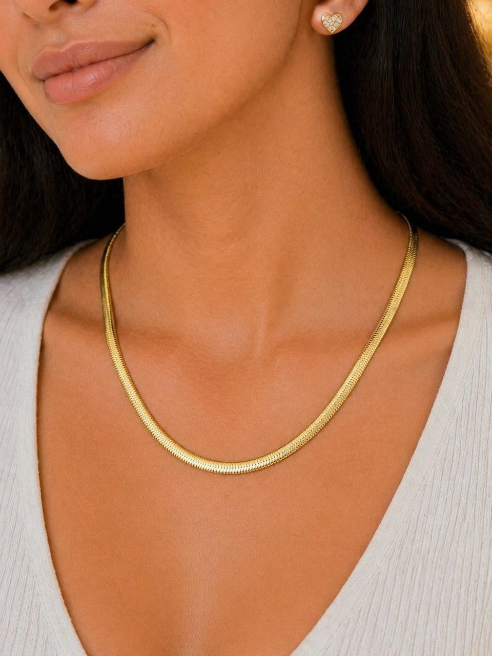 Mirror Herringbone Chain Necklace – Gold Plated — original product photo 1