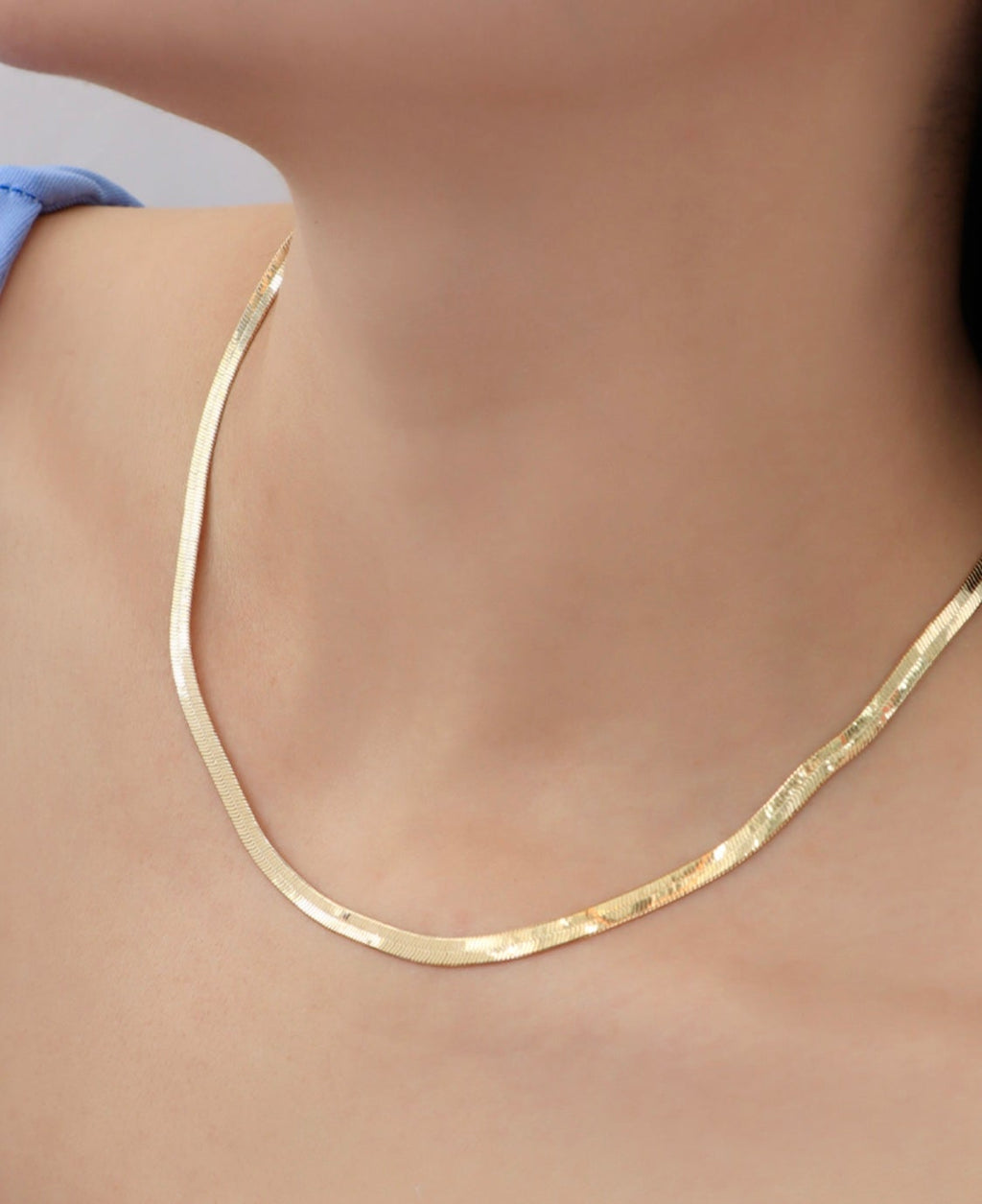 Mirror Herringbone Chain Necklace – Gold Plated — original product photo 5