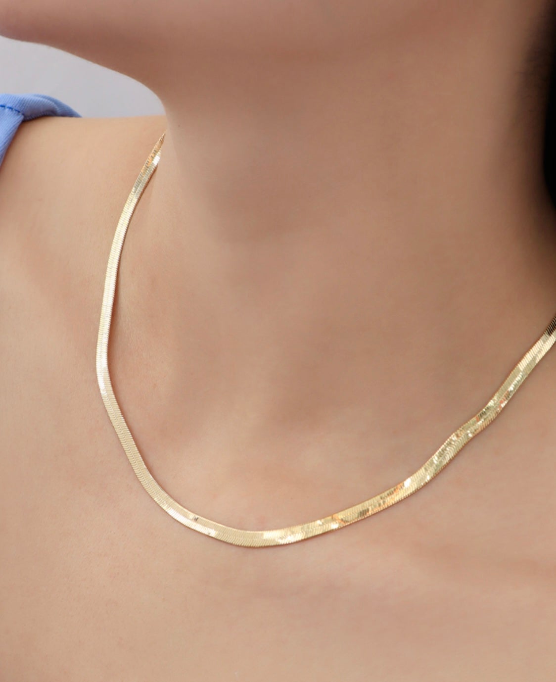 Mirror Herringbone Chain Necklace – Gold Plated — original product photo 5
