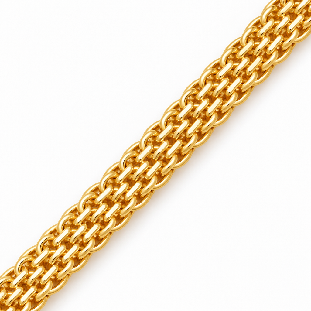 18K Gold Filled Chinese Weave Chain – 23 Inches — Close up · uniform white background