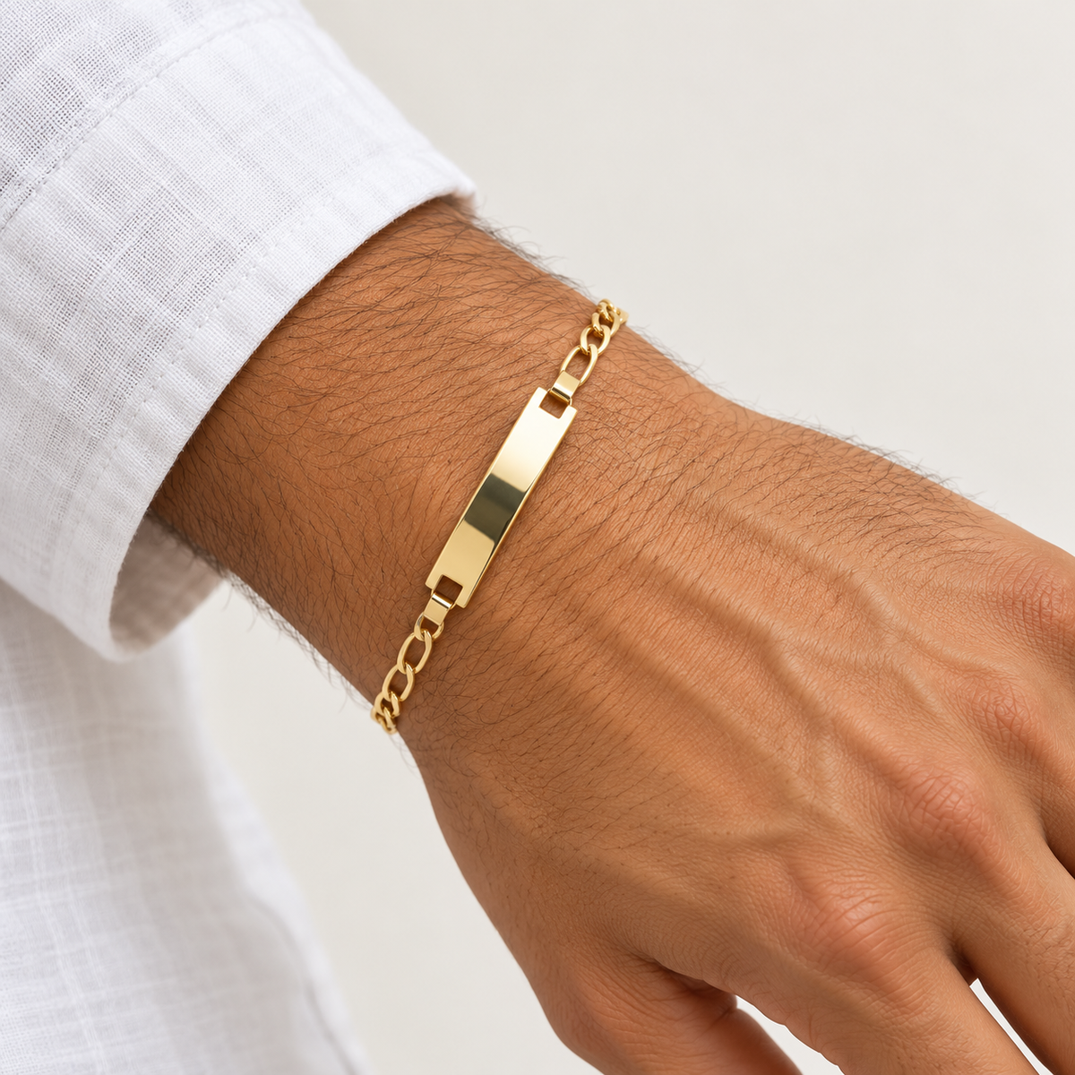 18K Gold Filled Chinese Weave ID Bracelet – 7.5 Inches — Worn view