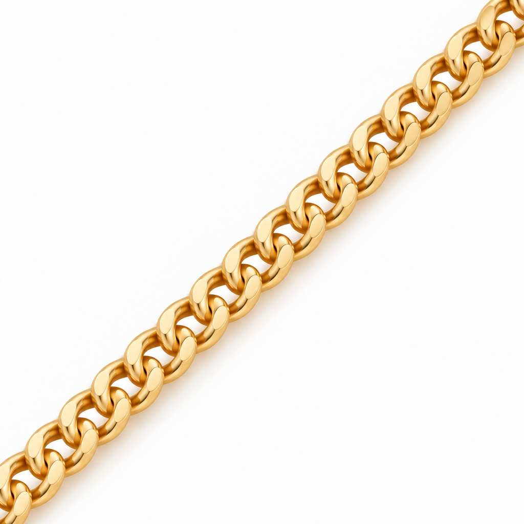cadena hombre tejido - Gold filled 18k 24" — Close up · uniform white background