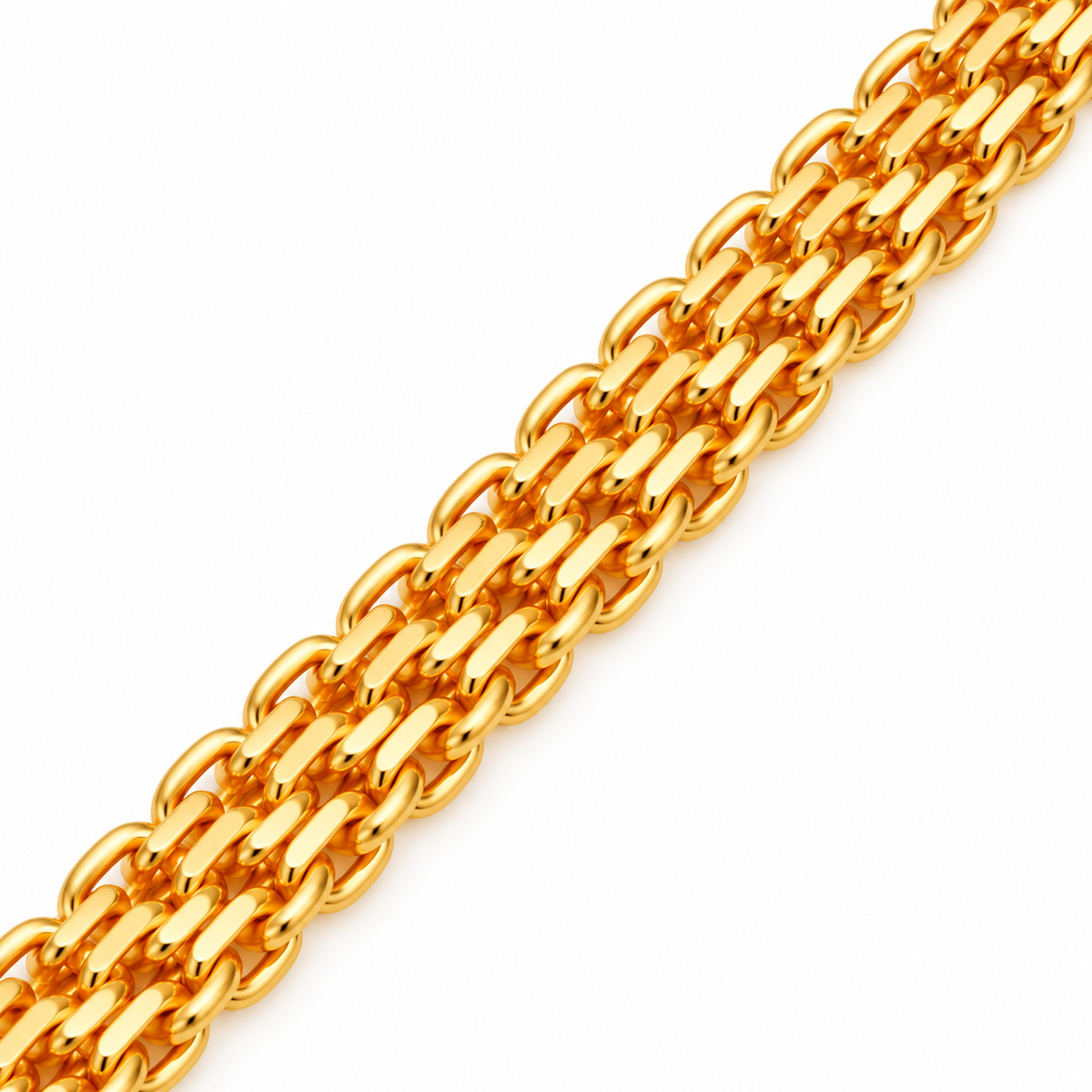 Wheat Chain Necklace 18K Gold Filled – 23.6” — Close up · uniform white background