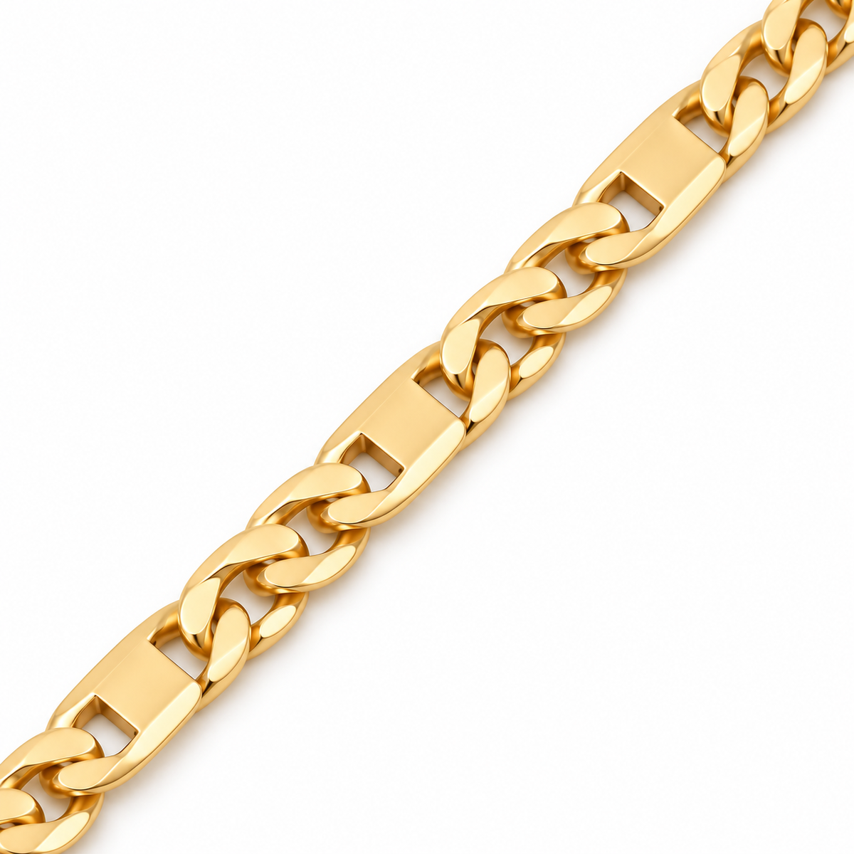 Classic Figaro Chain 27" - 18K Gold Filled — Close up · uniform white background
