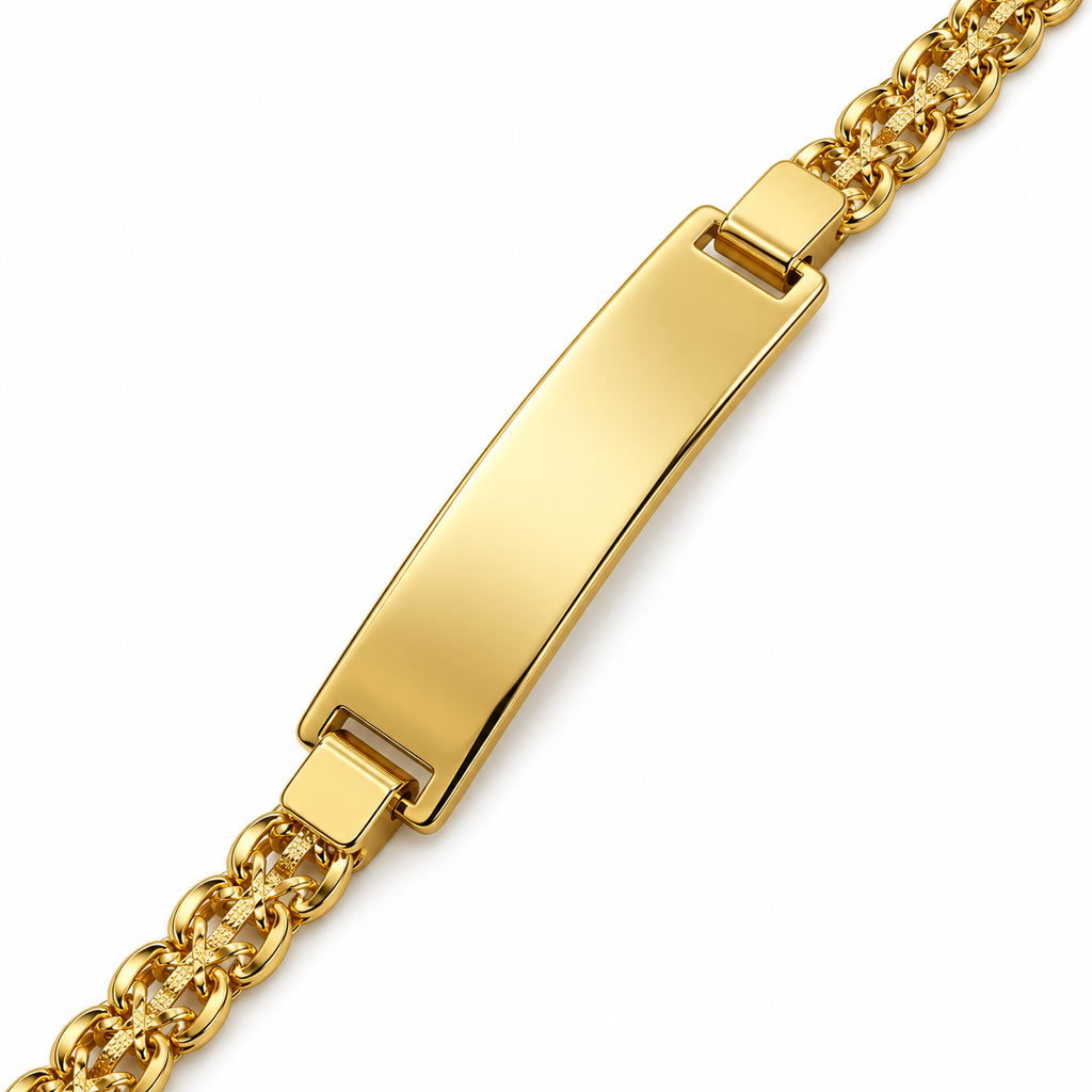 18K Gold Filled Chinese Weave ID Bracelet – 8 Inches — Close up
