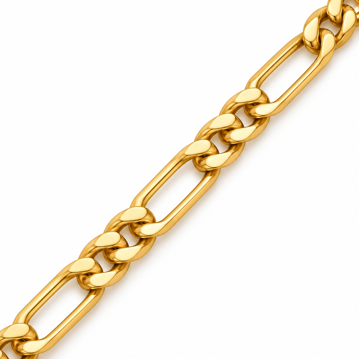 Figaro Chain Necklace - 18K Gold Filled — Close up · uniform white background