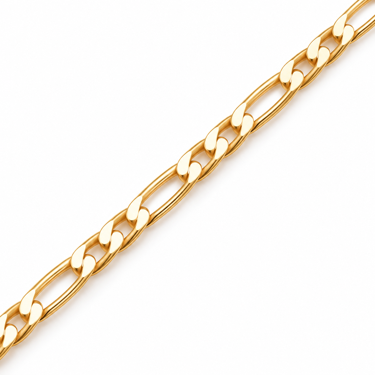 Figaro Link Chain Necklace 18K Gold Filled — Close up · uniform white background