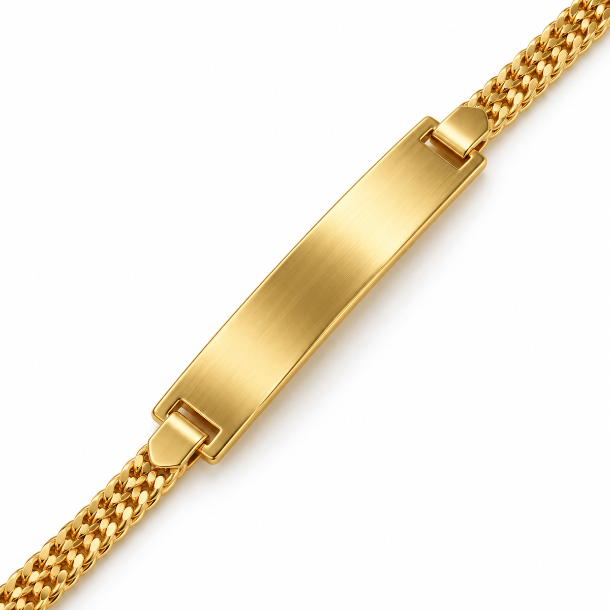 18K Gold Filled Chinese Weave ID Bracelet – 8 Inches — Close up