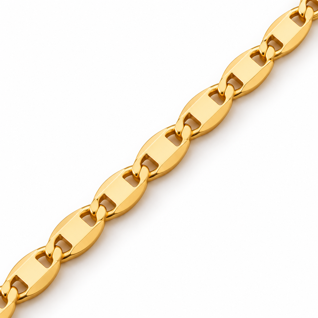 Slim Figaro Chain 22" 18K Gold Filled — Close up · uniform white background