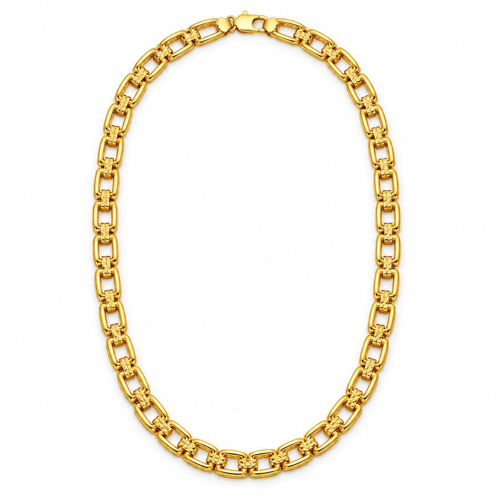 18K Gold Filled Diamond-Cut Cuban Link Chain – 24 Inches — Product view · white background