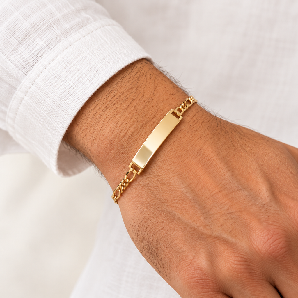 18K Gold Filled ID Bracelet – 8 Inches — Worn view