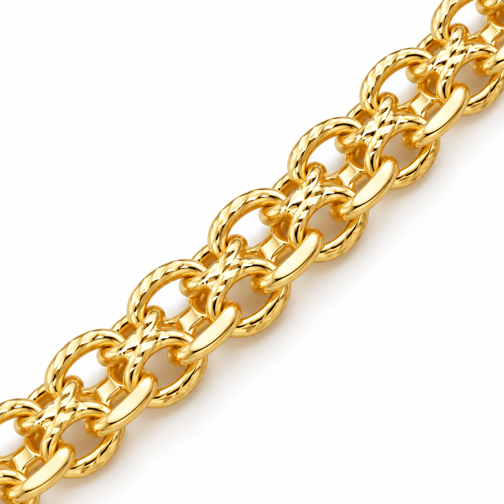 18K Gold Filled Wheat Chain Necklace – 23.6” — Close up · uniform white background