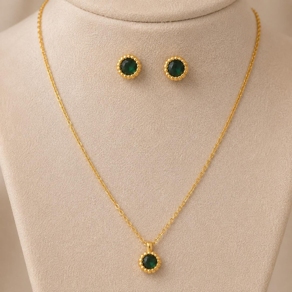 Red Stone Spark Jewelry Set – Gold Plated — original product photo 1