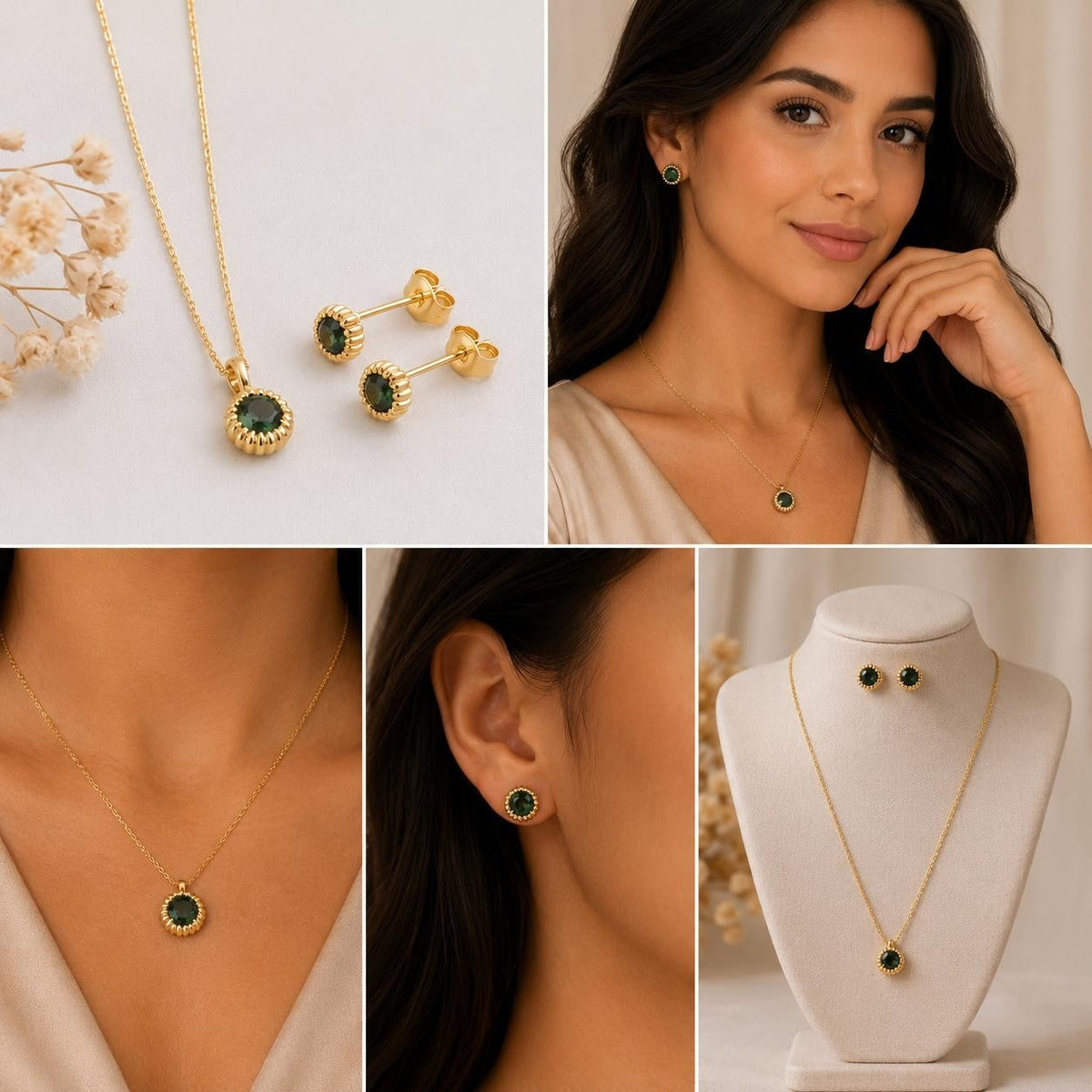 Red Stone Spark Jewelry Set – Gold Plated — original product photo 2
