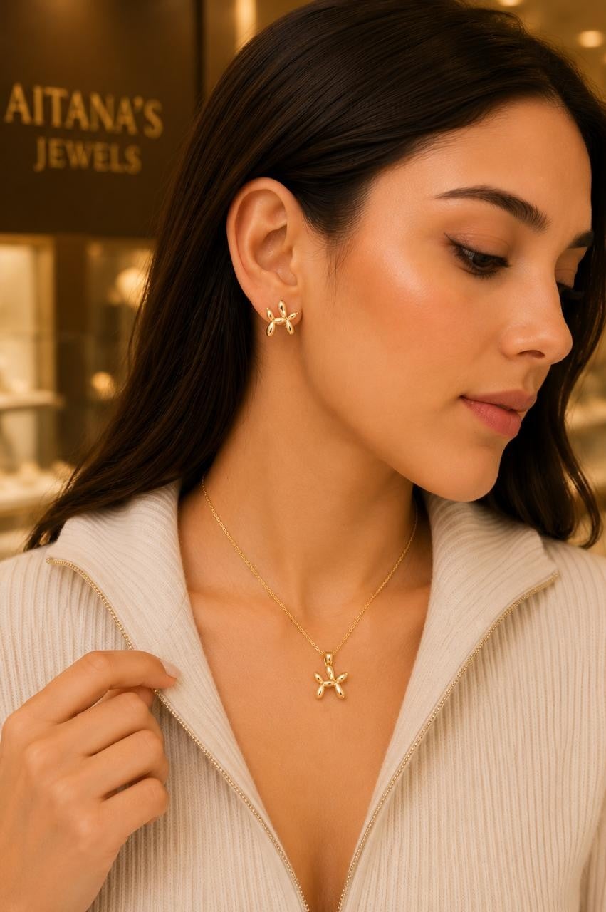 Balloon Dog Jewelry Set – Gold Plated — original product photo 3