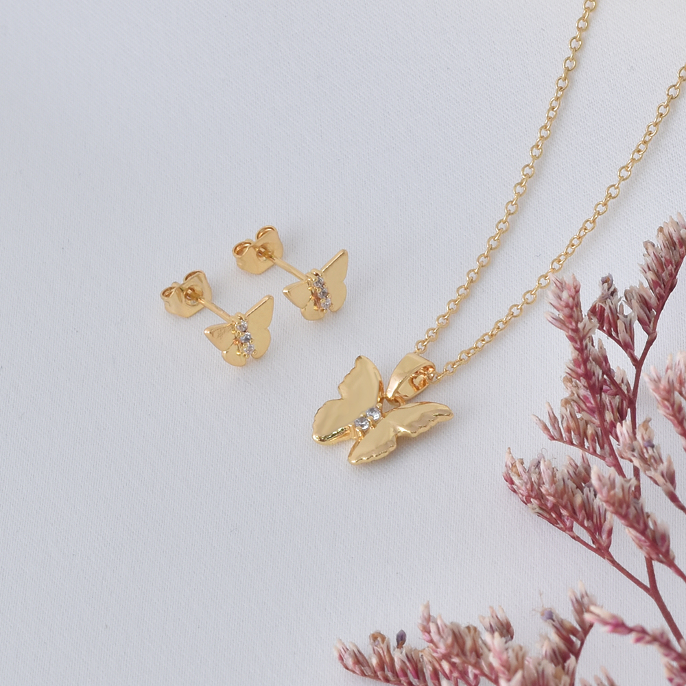 Butterfly Spark Jewelry Set – Gold Plated — original product photo 5