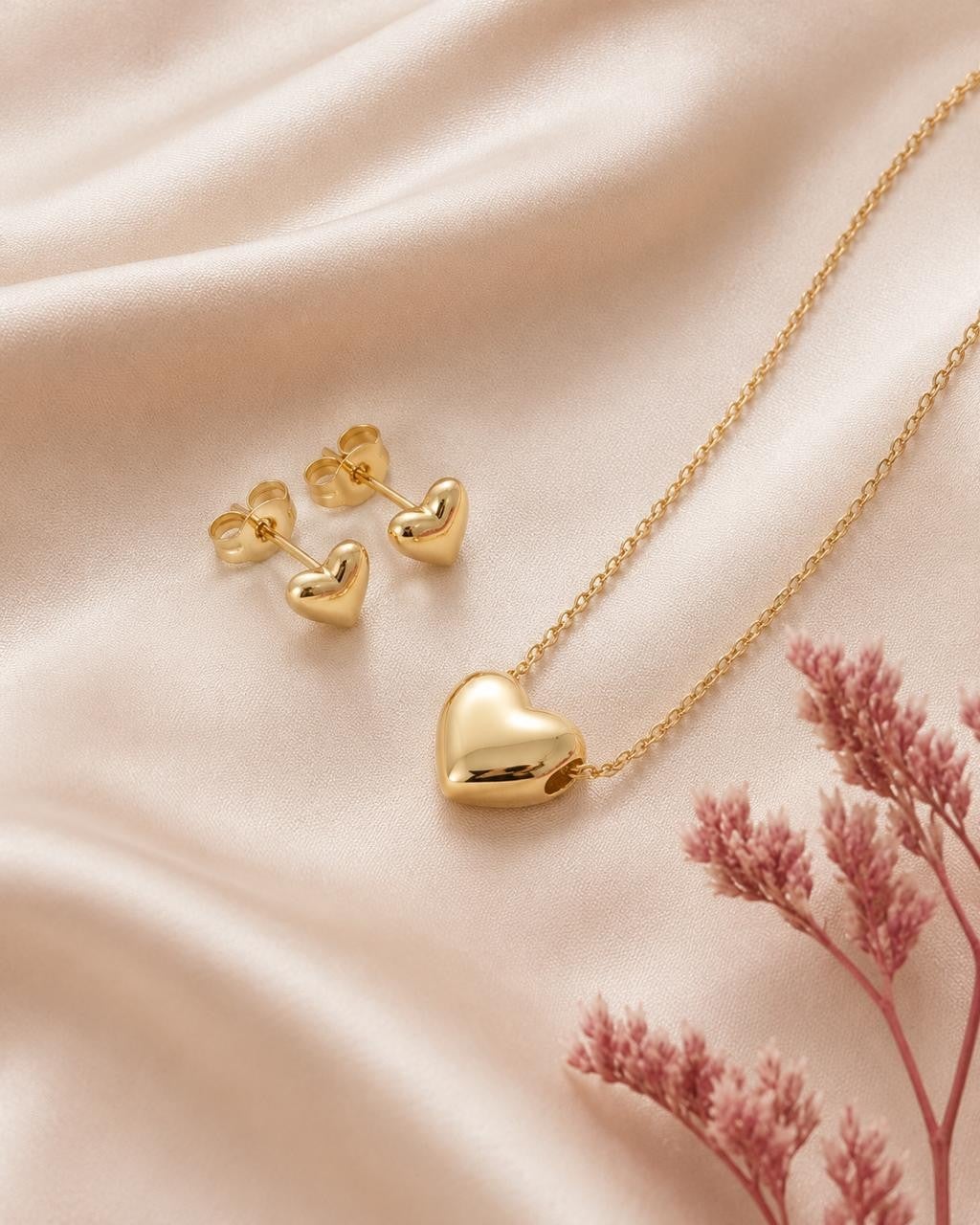 Classic Smooth Heart Jewelry Set – Gold Plated — original product photo 1