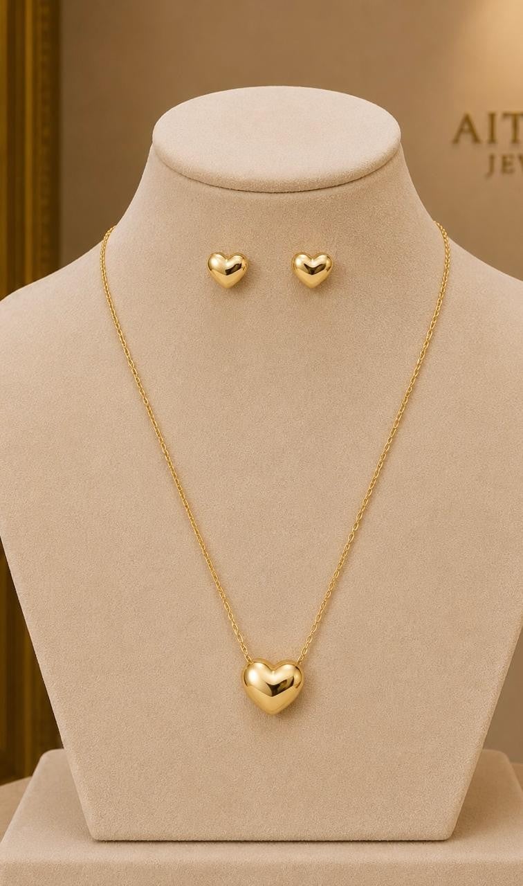 Classic Smooth Heart Jewelry Set – Gold Plated — original product photo 5