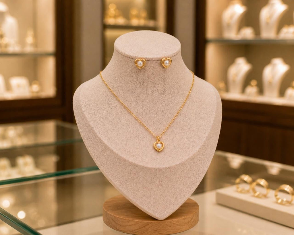 Mini Heart Necklace Set – Gold Plated — original product photo 5