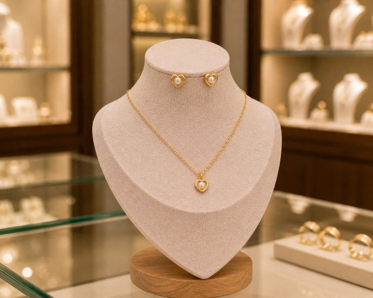 Mini Heart Necklace Set – Gold Plated — original product photo 5