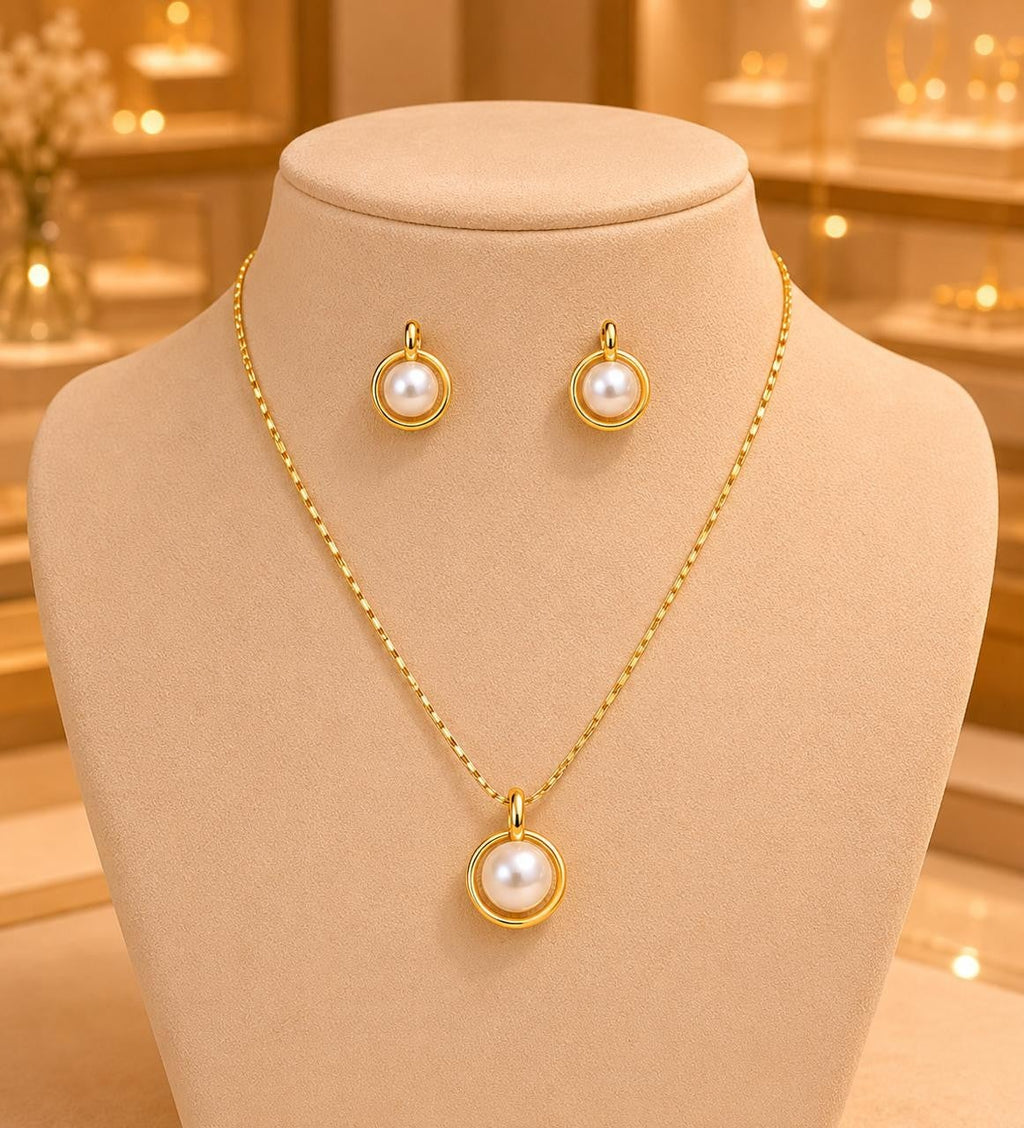 Pearl Halo Jewelry Set – Gold Plated — original product photo 2