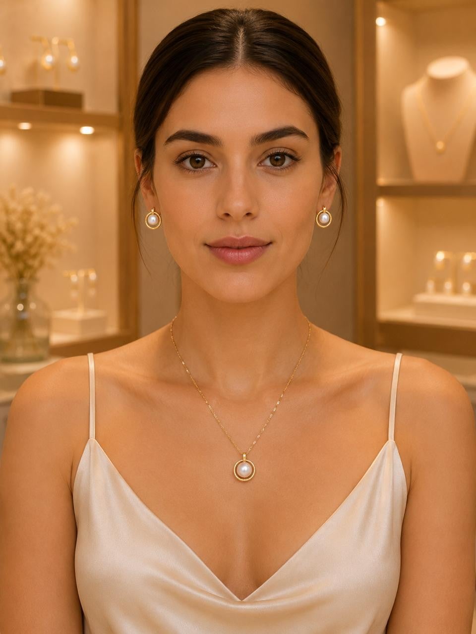 Pearl Halo Jewelry Set – Gold Plated — original product photo 3