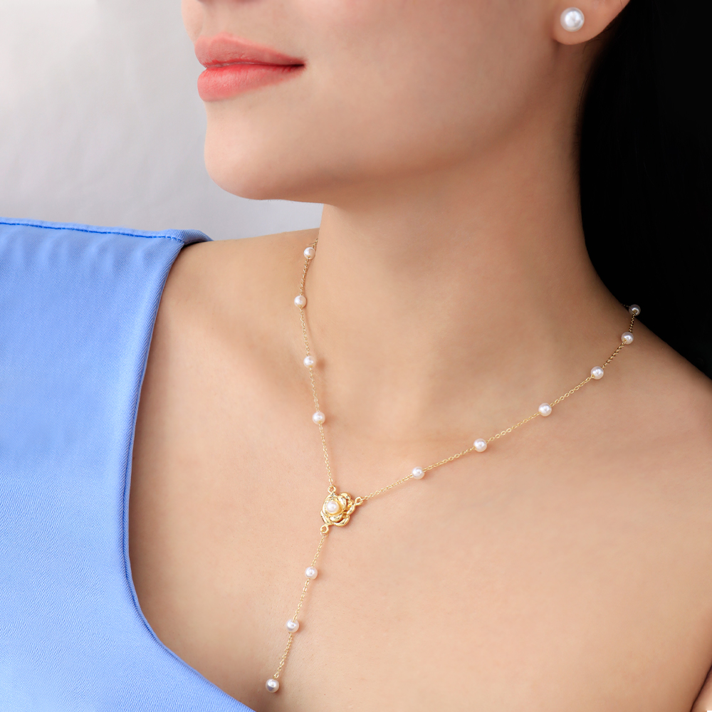 Pearl Y-Necklace – Gold Plated — original product photo 5