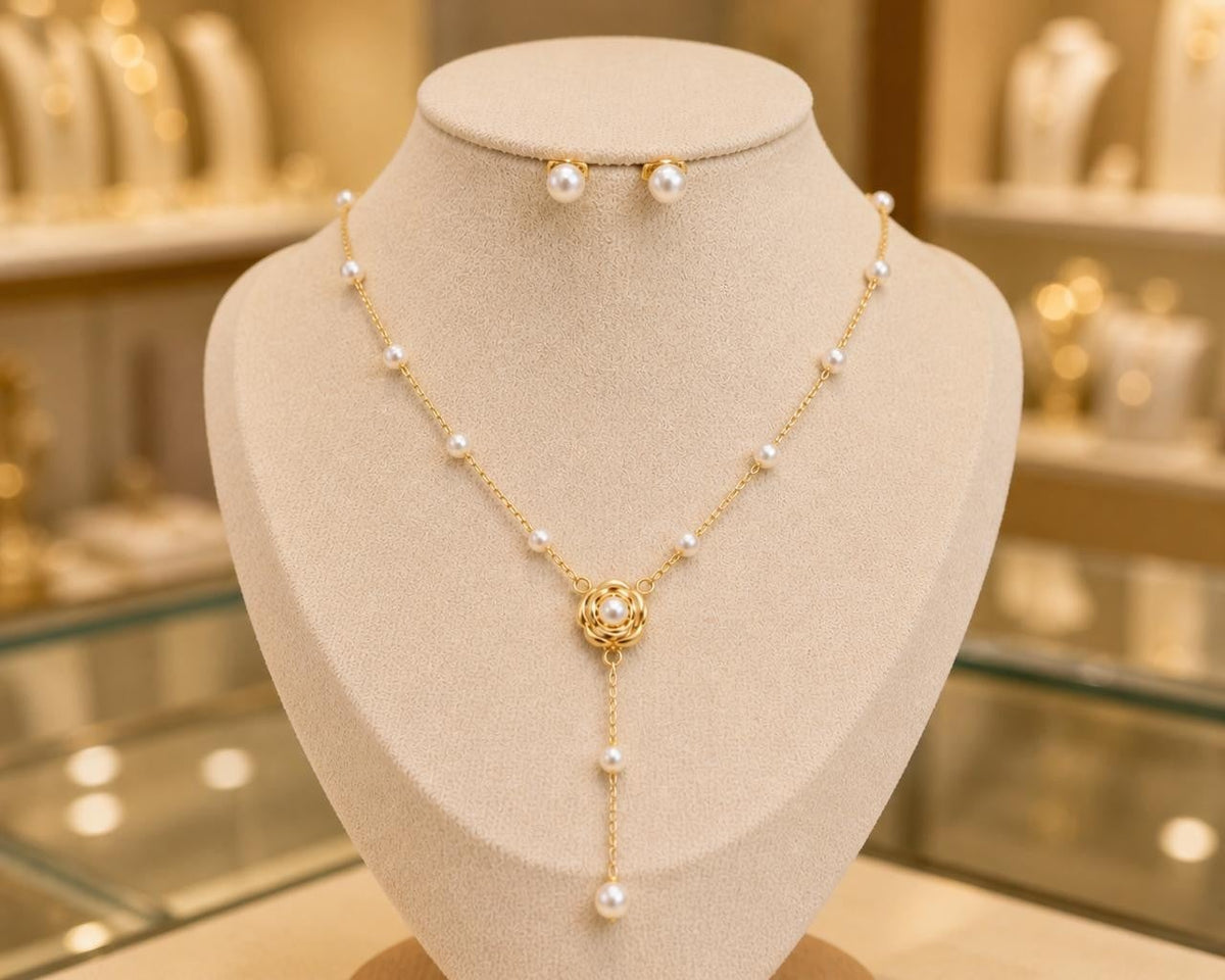 Pearl Y-Necklace – Gold Plated — original product photo 6