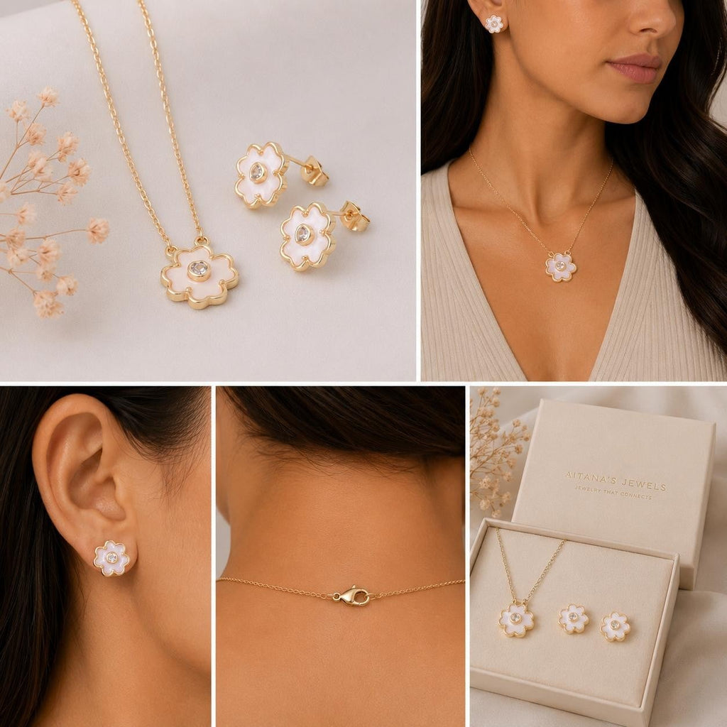 Blossom Flower Jewelry Set – Gold Plated — original product photo 1